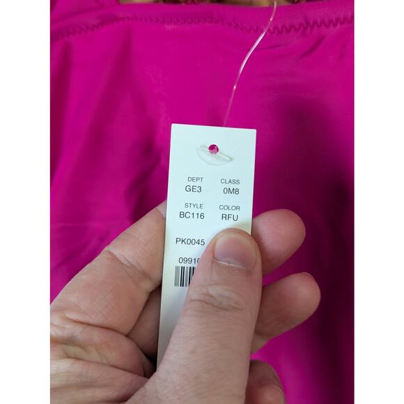 NWT J Crew One Piece Bathing Suit Womens 20 Hot Pink Ruched Magenta Swimsuit - Picture 4 of 5